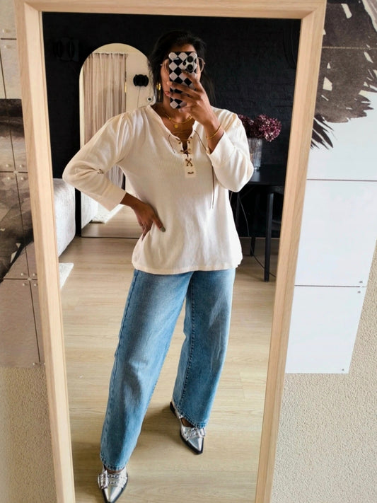 Lauren Ralph Lauren seersucker top ecru