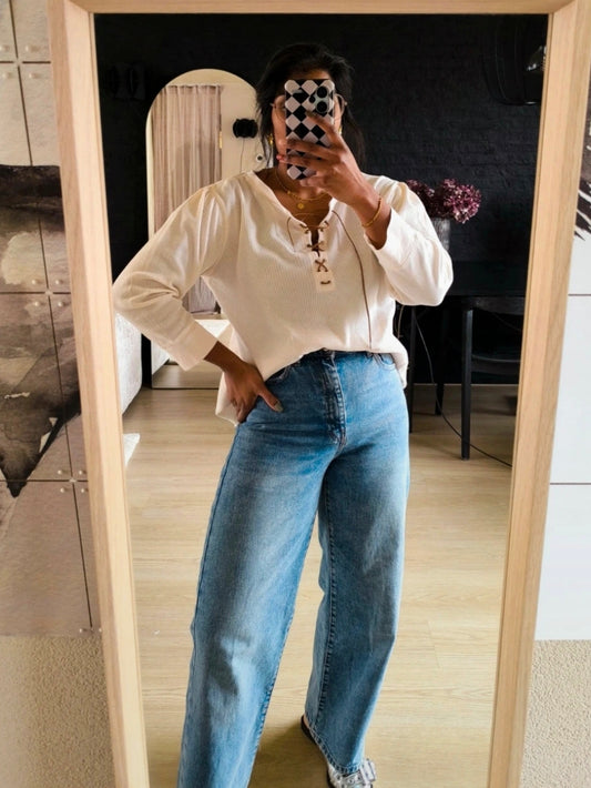 Lauren Ralph Lauren seersucker top ecru
