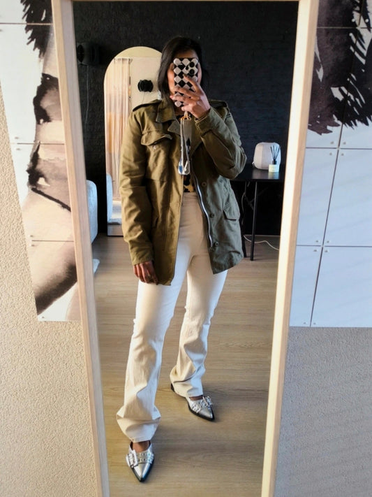 Sandro Paris classic parka jacket khaki