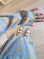 Freebird Zowy lurex ruffle jurk lichtblauw