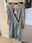 Freebird Zowy lurex ruffle jurk lichtblauw
