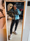 Cotton Club tweed shacket forrest / mint