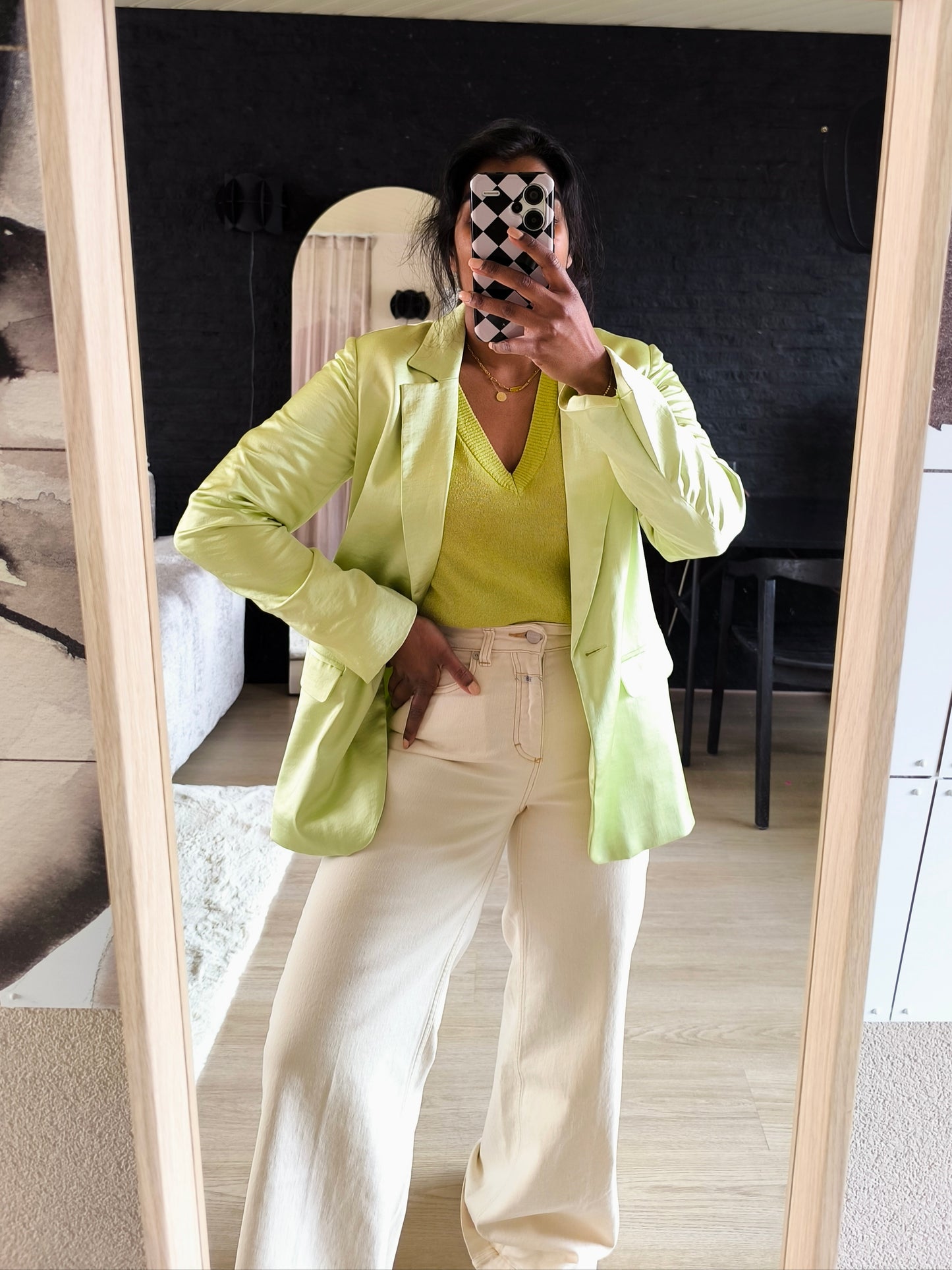 Melting Stockholm satin blazer lime