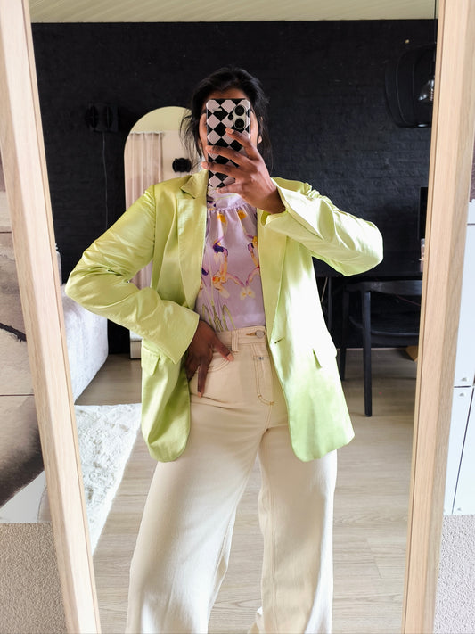 Melting Stockholm satin blazer lime