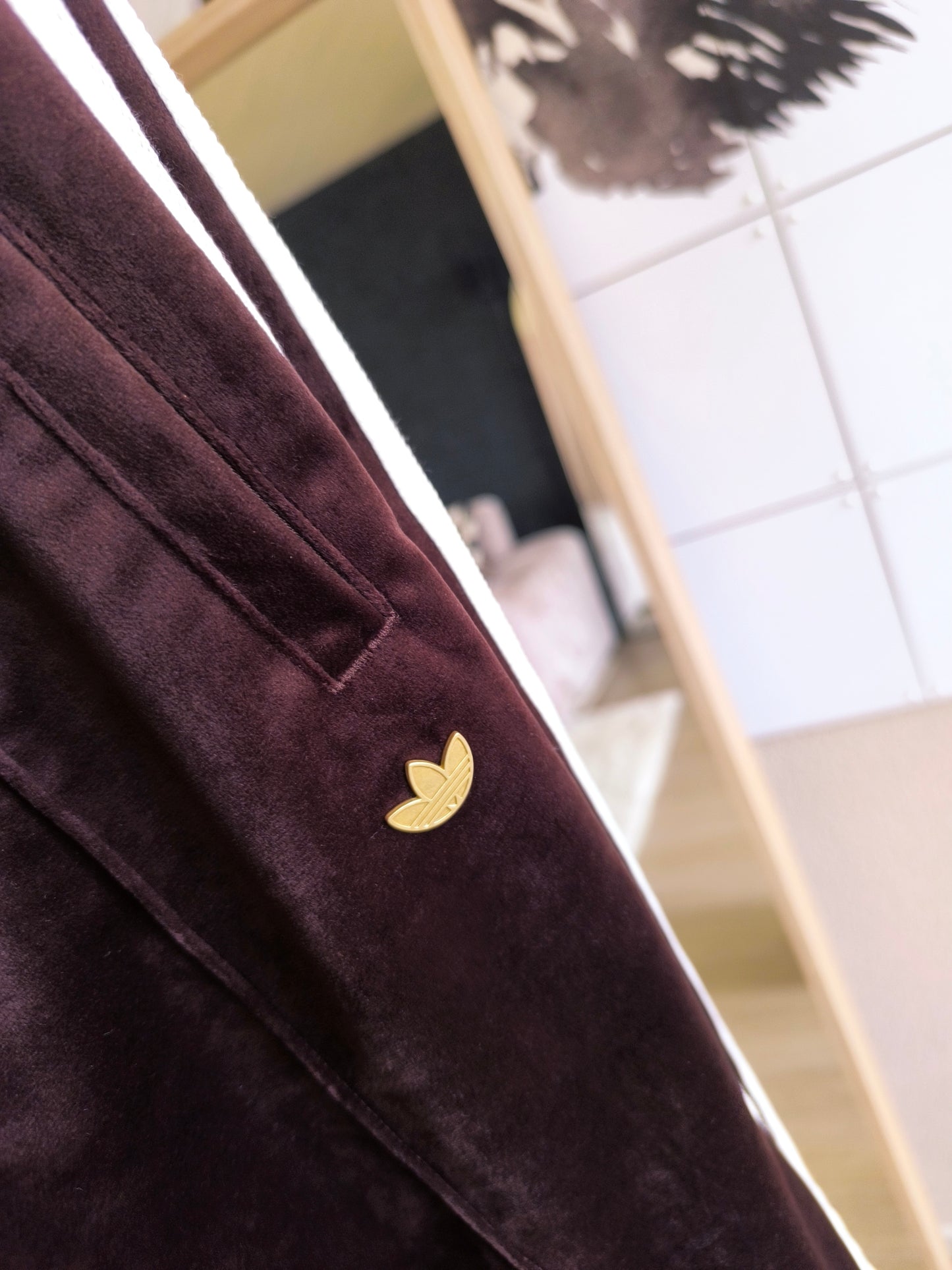 Adidas Originals limited firebird velvet pants chocolate brown