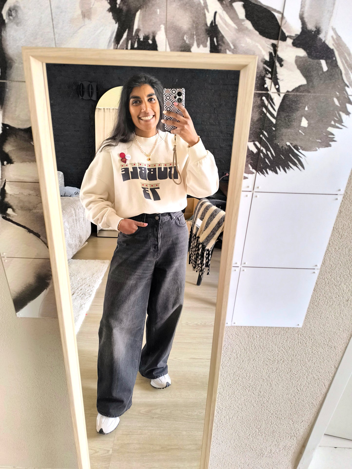 Newtone Porter bubble sweater ecru