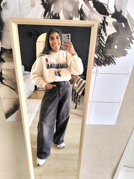 Newtone Porter bubble sweater ecru