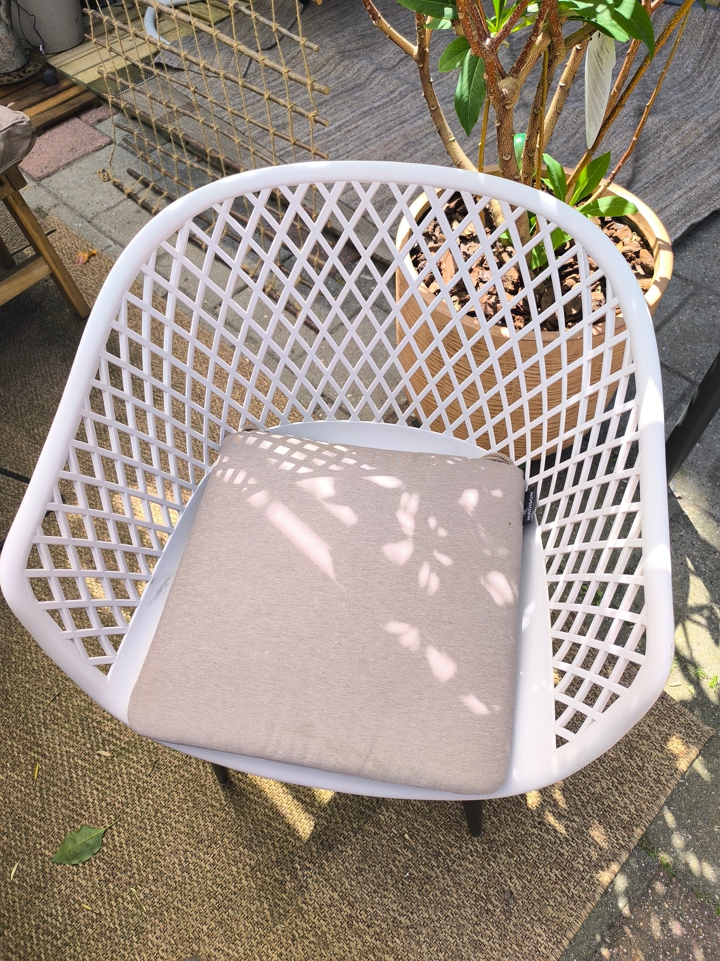Tuinstoelen set/4 webbing warm grey