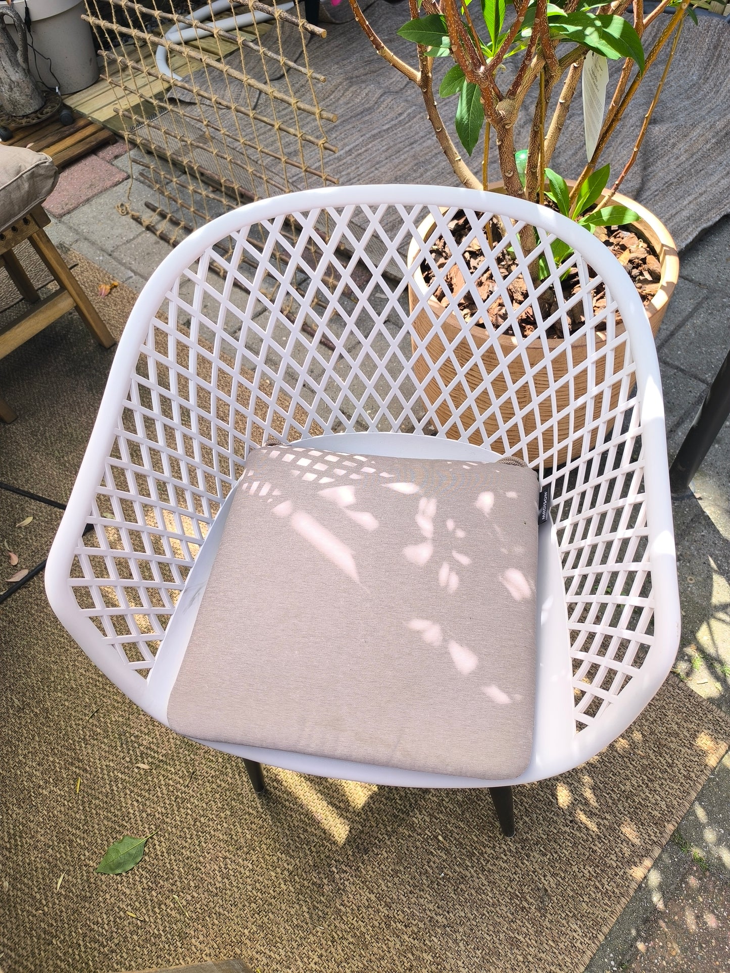 Tuinstoelen set/4 webbing warm grey