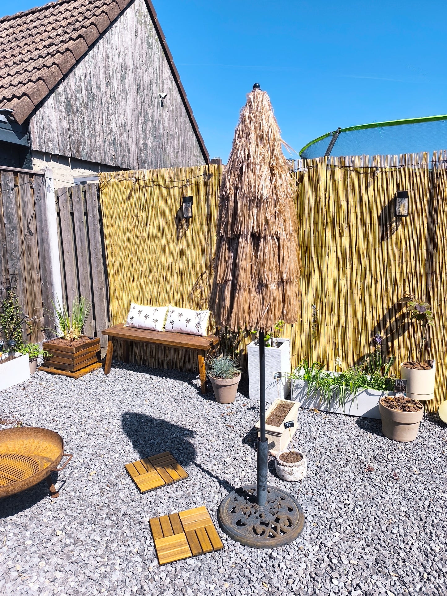 Parasol the fringe bohemian natural beige