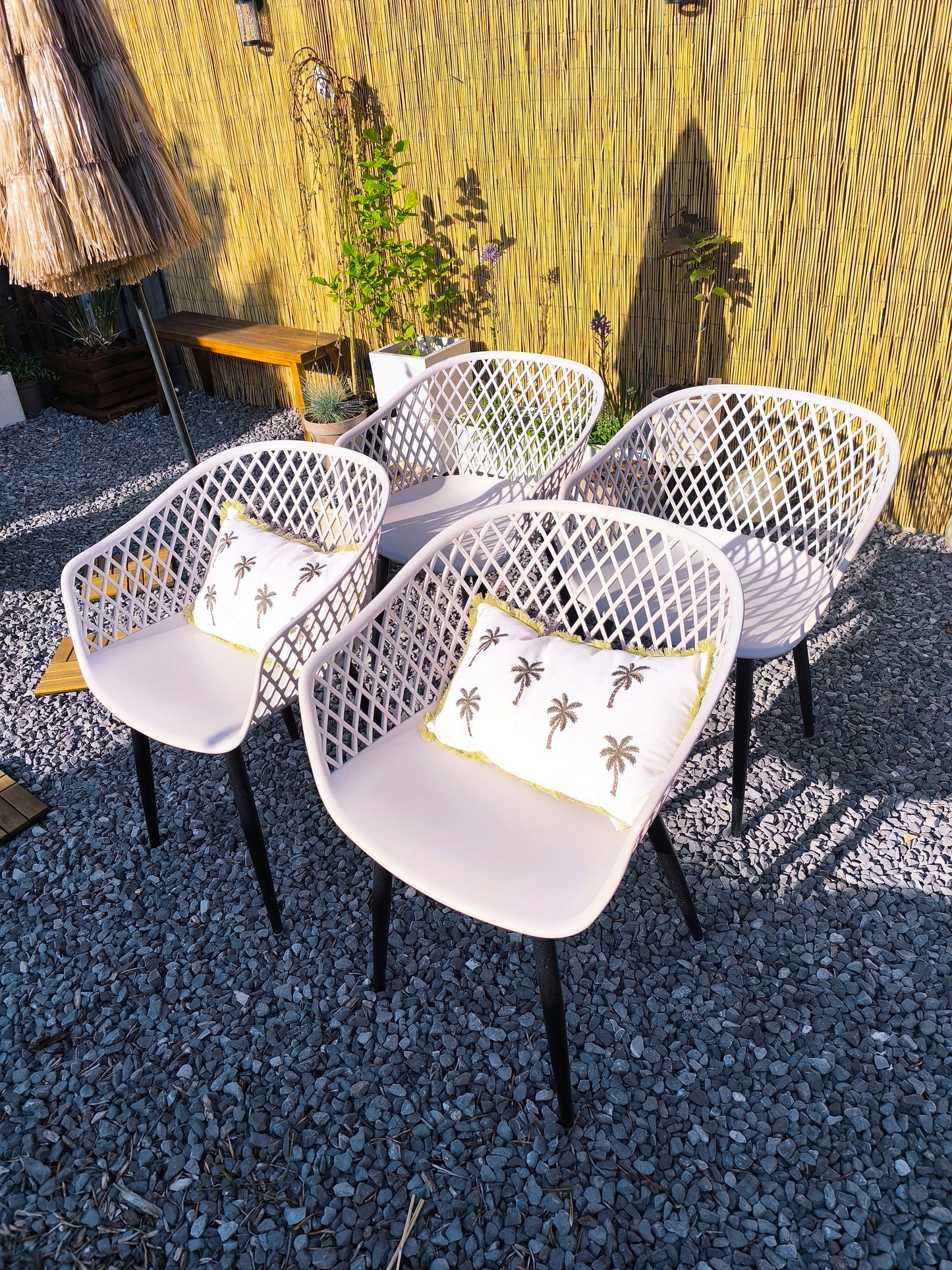 Tuinstoelen set/4 webbing warm grey