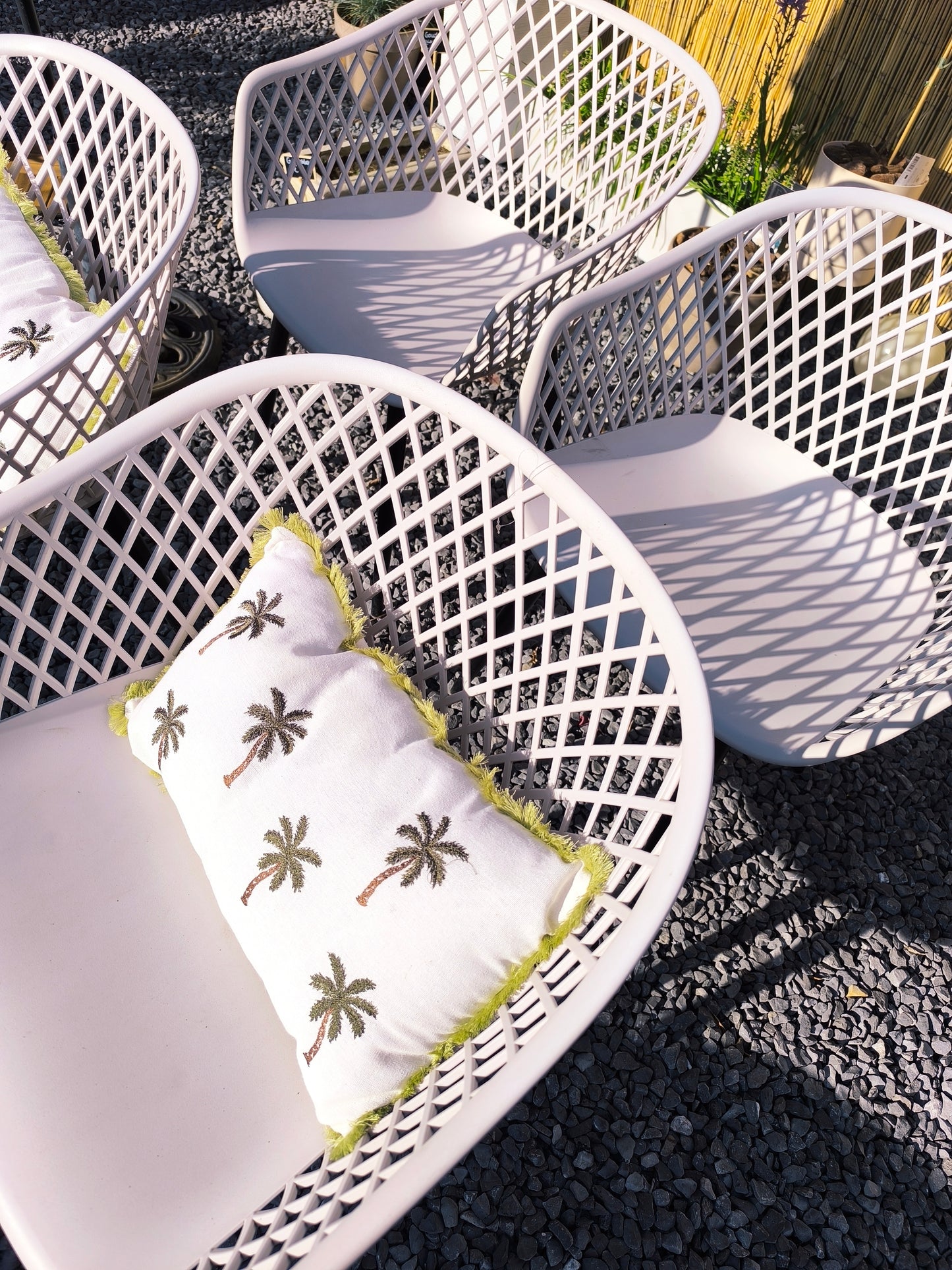 Tuinstoelen set/4 webbing warm grey