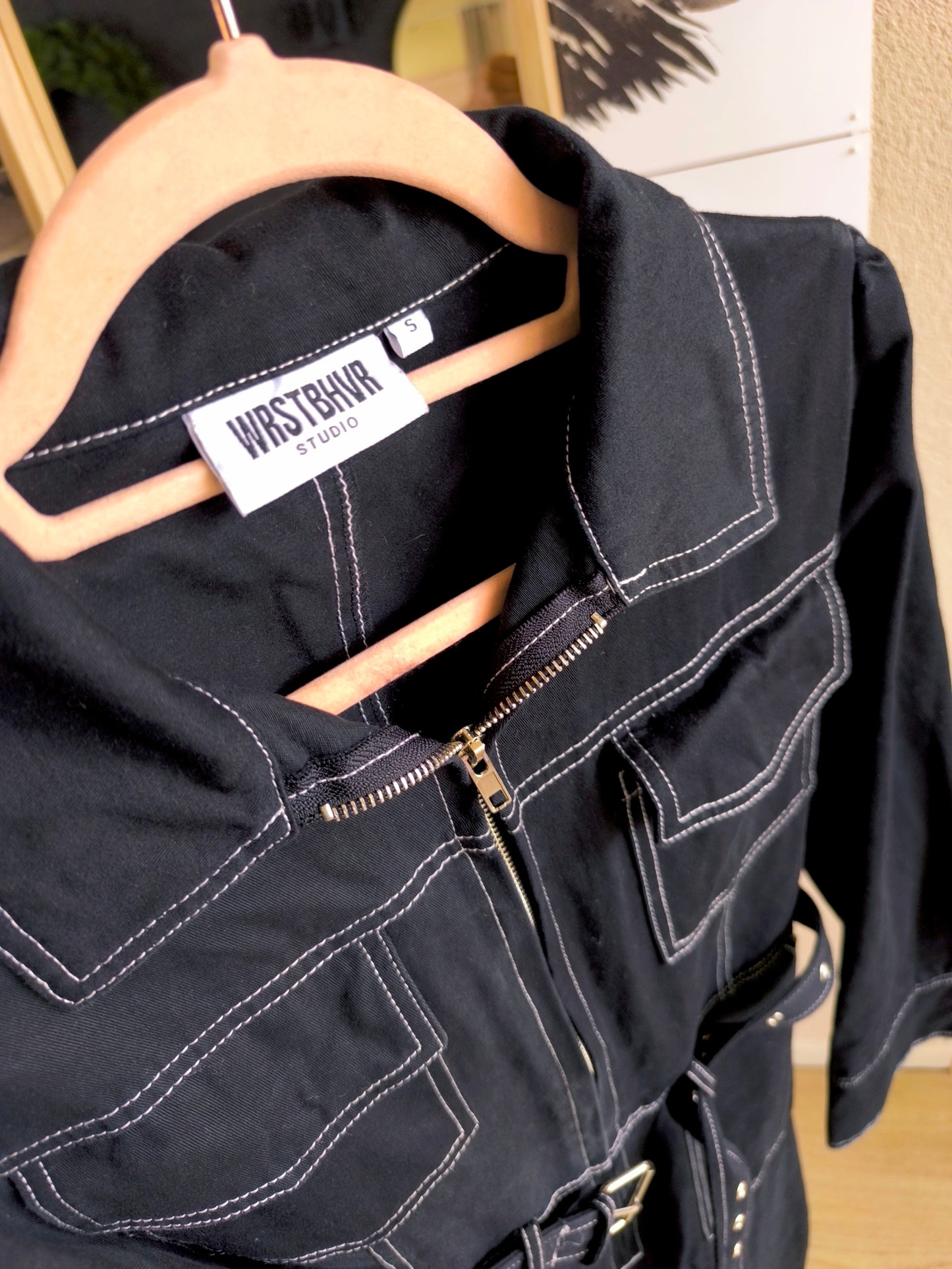 WRSTBHVR denim overall jumpsuit raven black