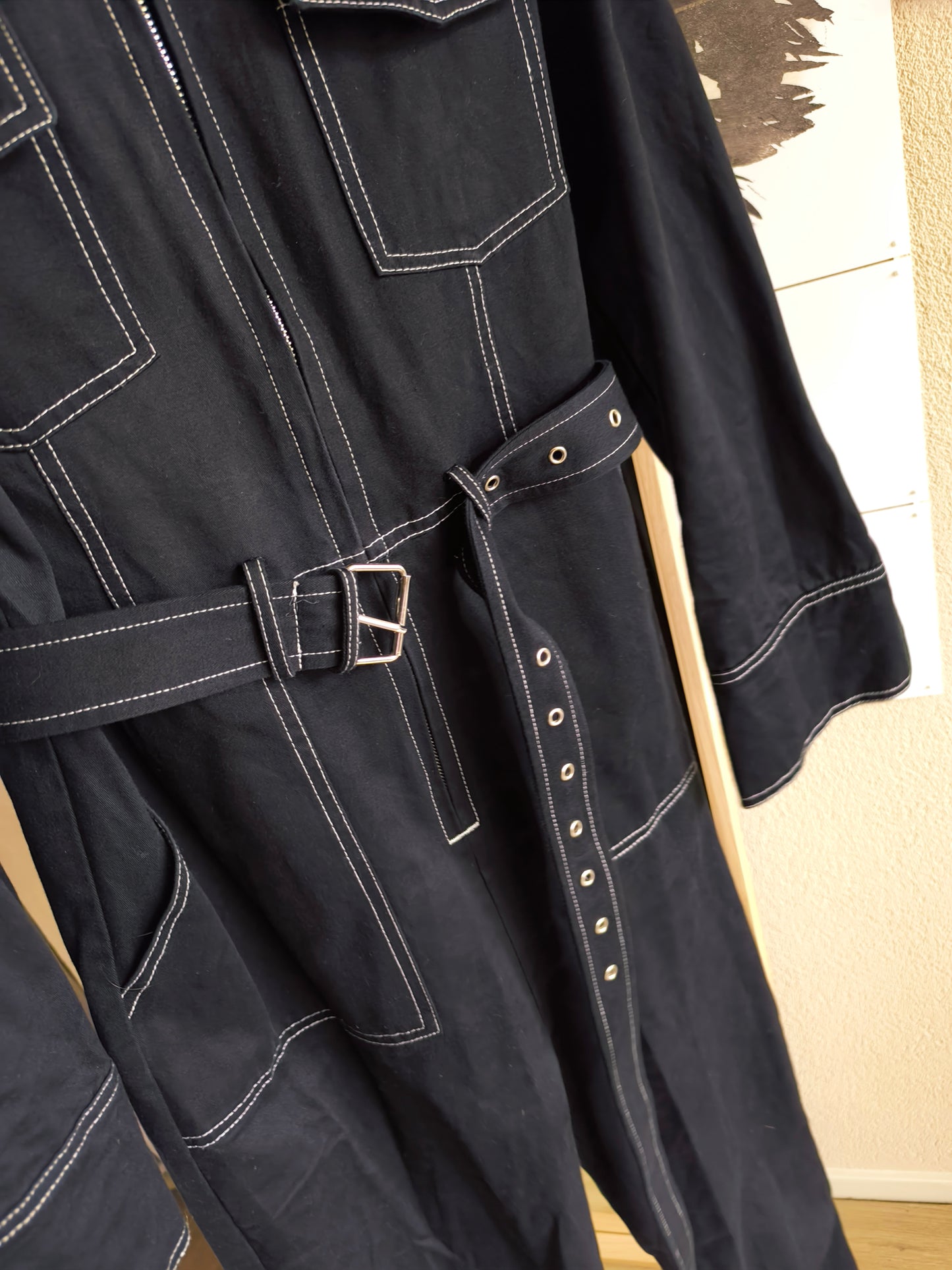 WRSTBHVR denim overall jumpsuit raven black