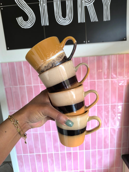 HKLiving 70's ceramics set van 4 americano mugs