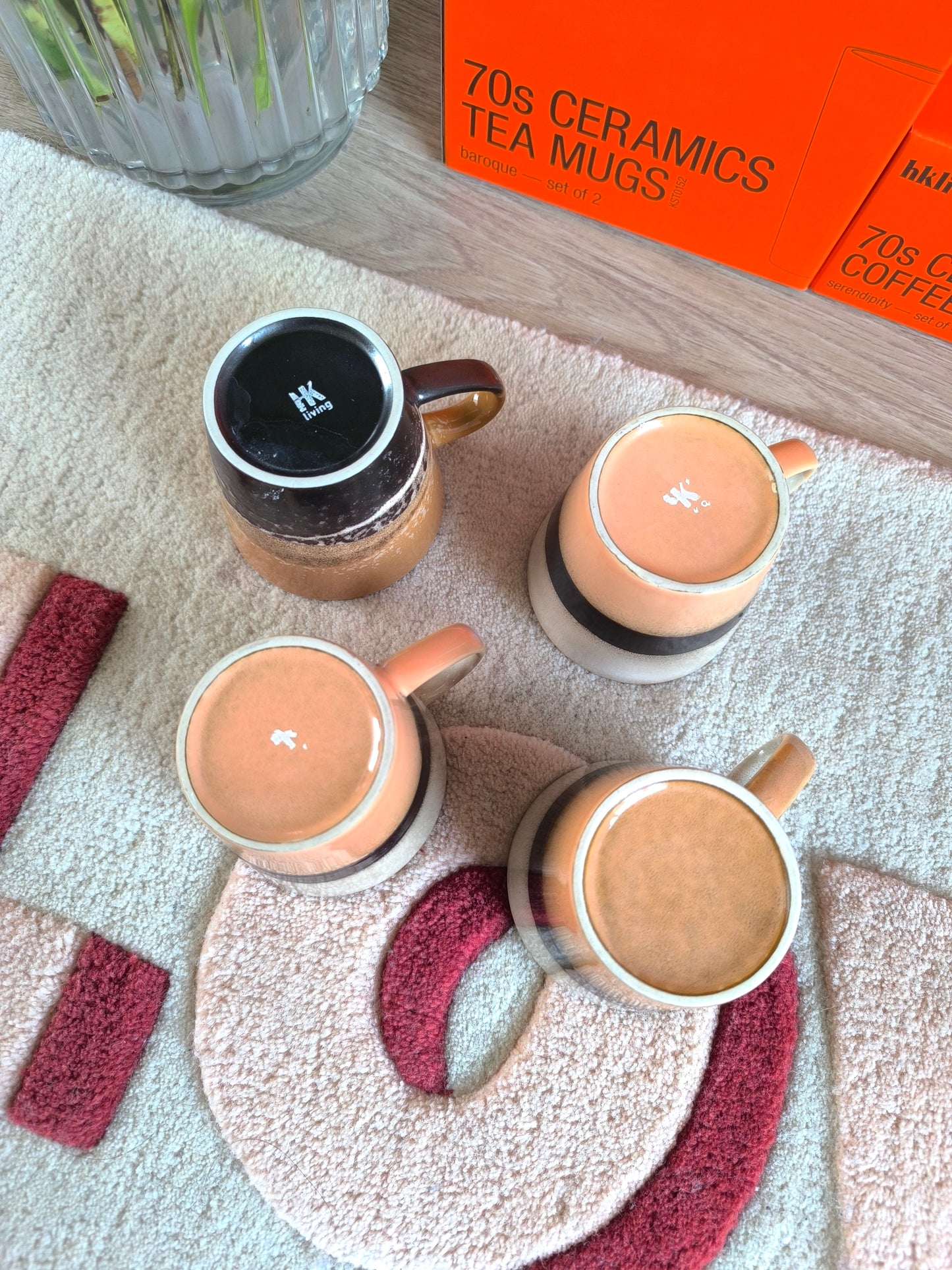 HKLiving 70's ceramics set van 4 americano mugs