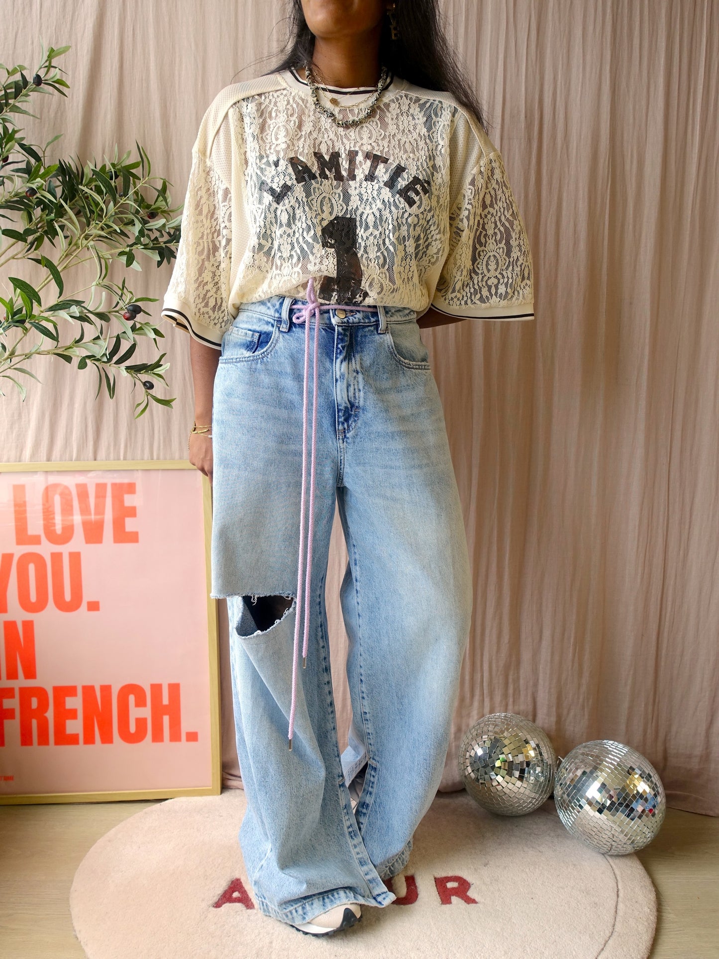 Haute L'Amitié lace football tee pearl
