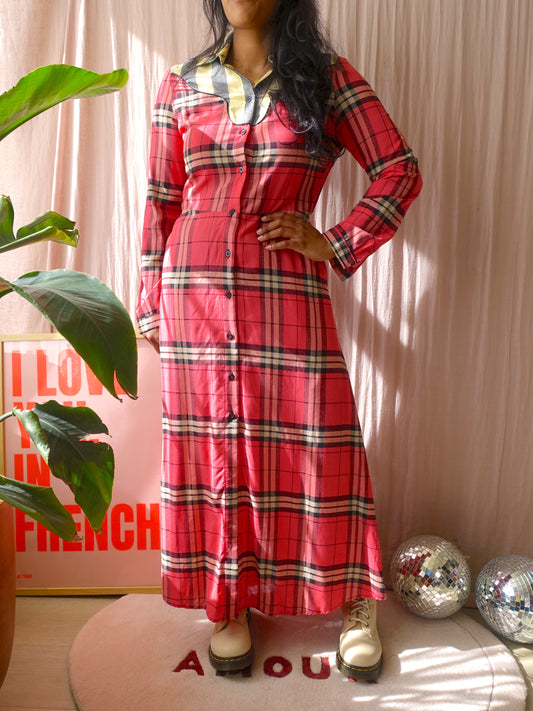 Iconic27 western checkered maxi jurk