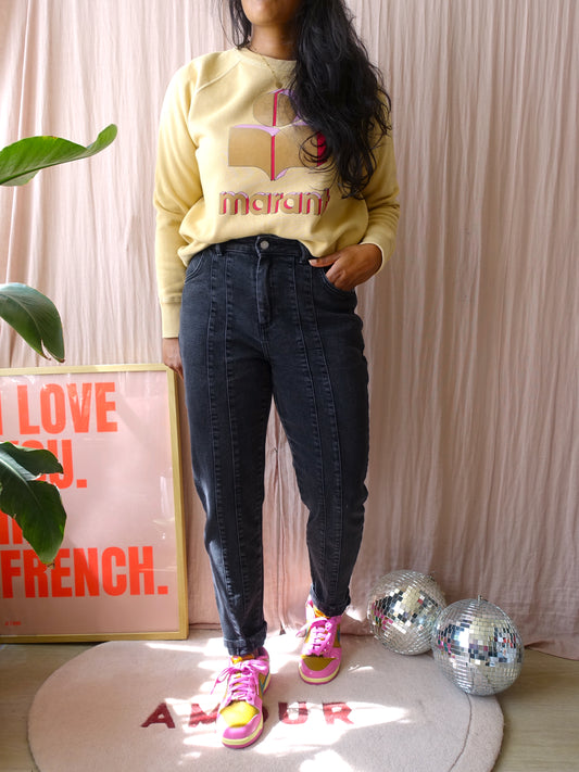 MSCH high waist mom jeans tassa rikka antraciet