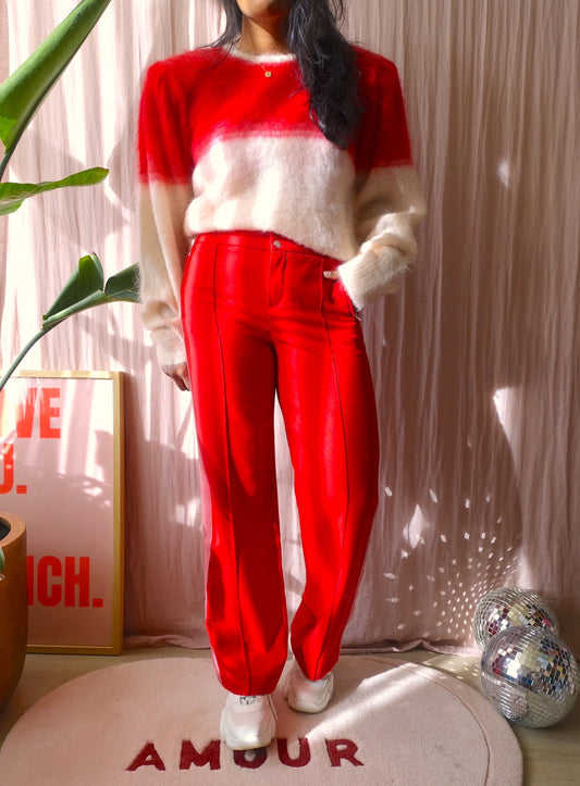 Drykorn virign wool high wide leg pantalon scarlet