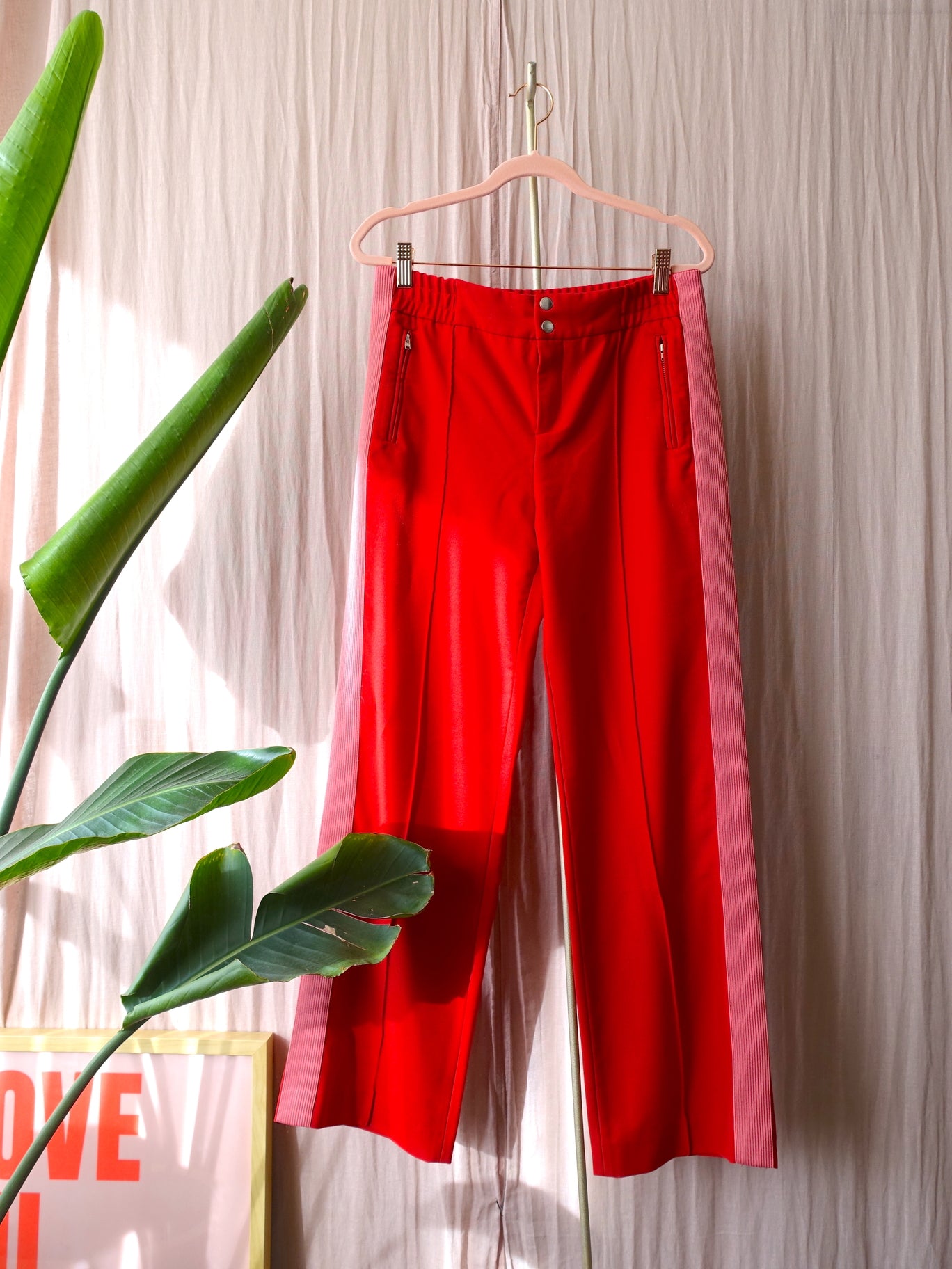 Drykorn virign wool high wide leg pantalon scarlet