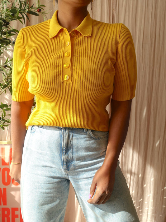 Ivy & Oak rib poloshirt sunshine yellow