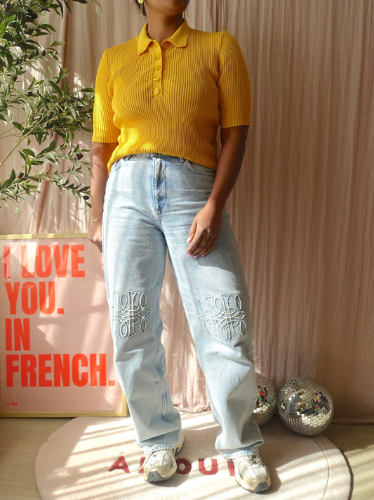 Ivy & Oak rib poloshirt sunshine yellow