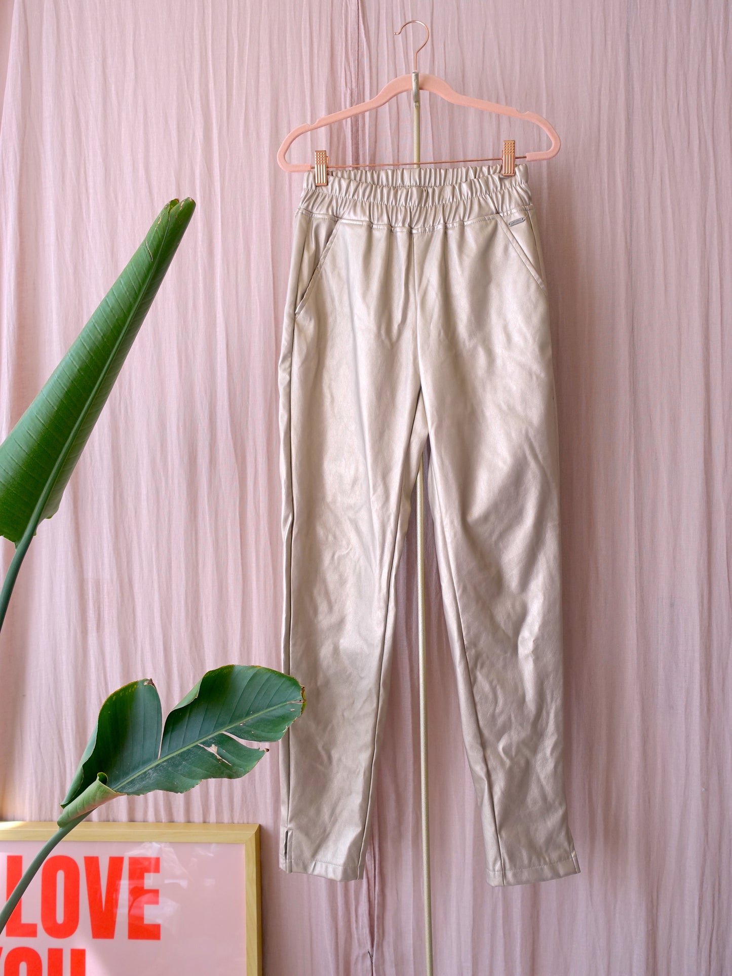 Ambika winsome leather look pants champagne