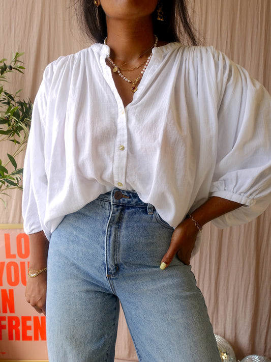 JC Sophie loose fit cotton blouse white