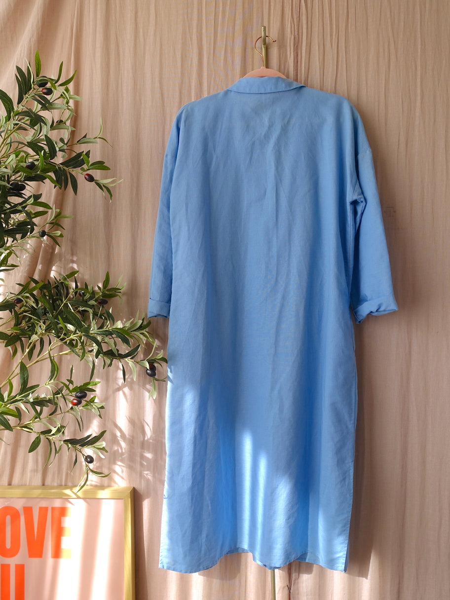 JC Sophie relaxed fit linnenmix jurk sky blue