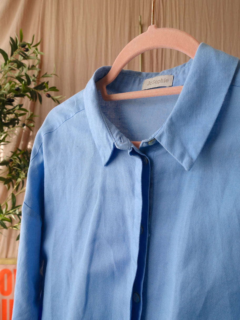 JC Sophie relaxed fit linnenmix jurk sky blue