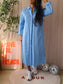 JC Sophie relaxed fit linnenmix jurk sky blue