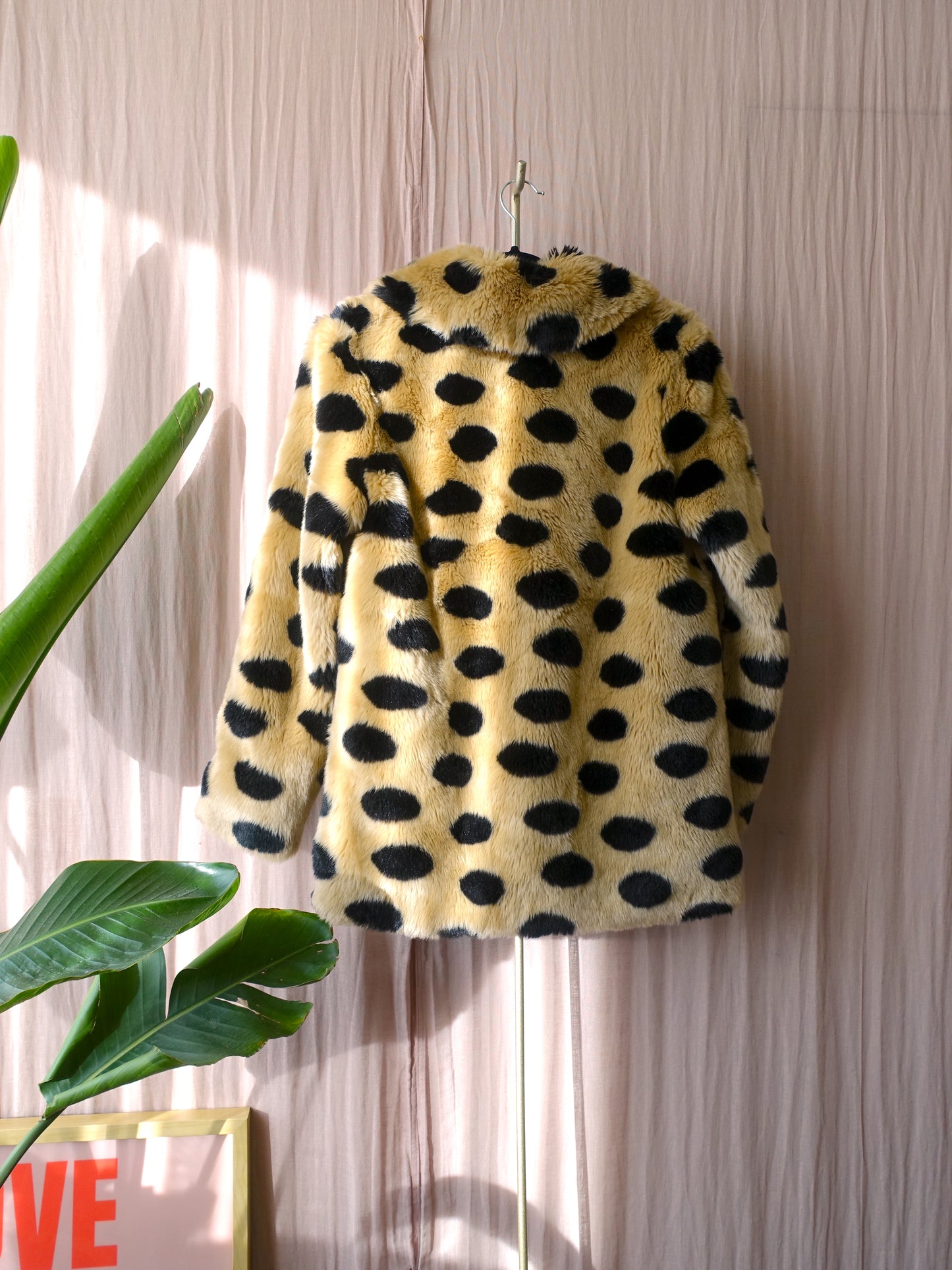 Jakke faux fur leopard fluffy coat