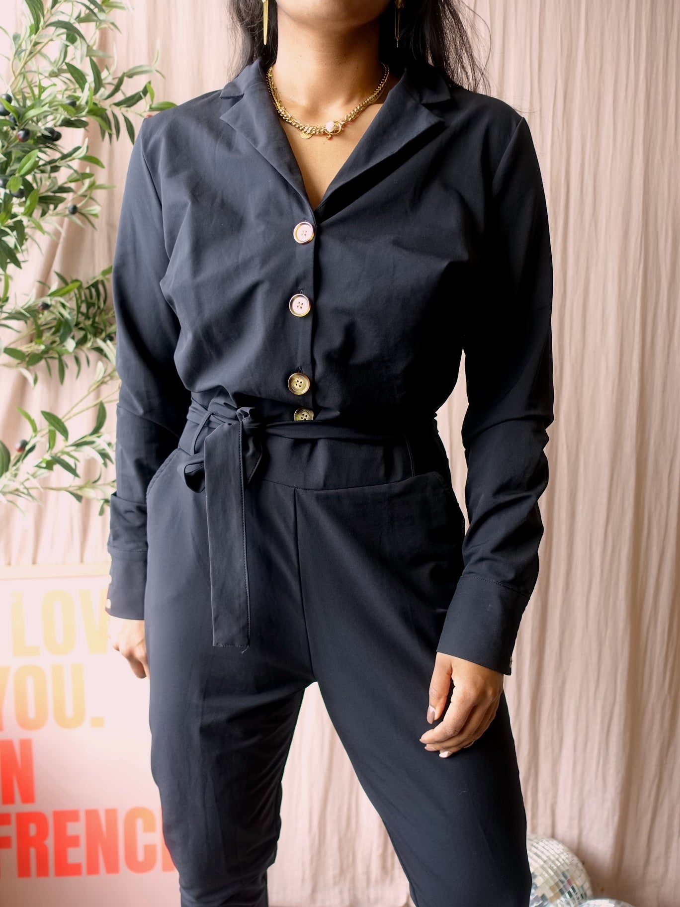 Je m'appelle travel quality jumpsuit zwart