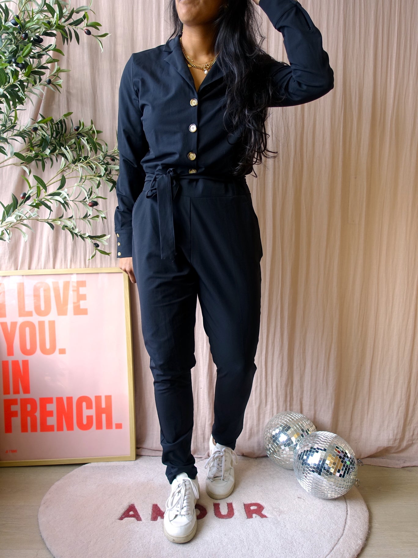 Je m'appelle travel quality jumpsuit zwart