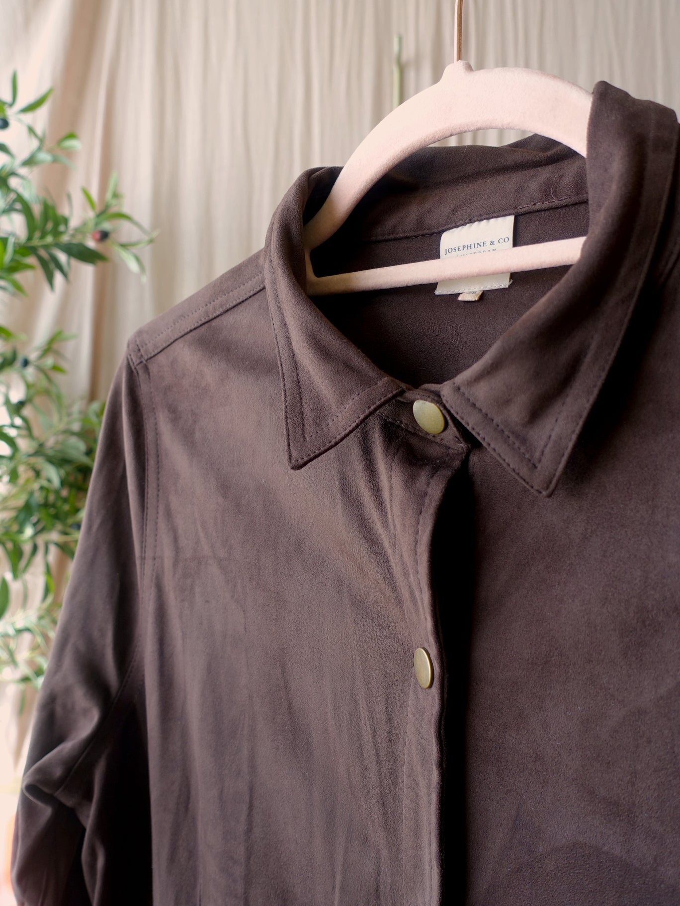 Josephine & Co faux suede maxi jurk dark chocolate brown