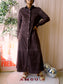 Josephine & Co faux suede maxi jurk dark chocolate brown