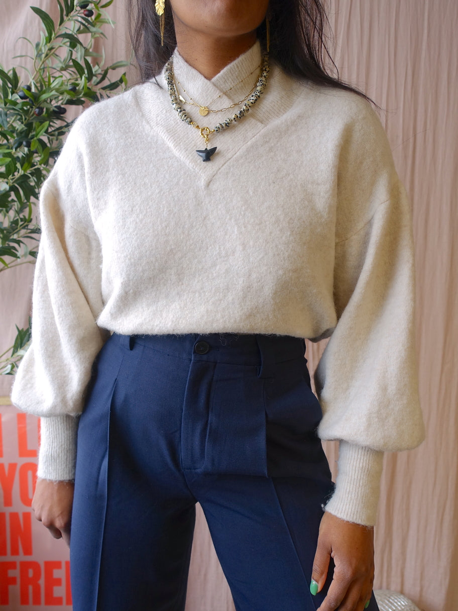 Josh V carther knit whisper white melange