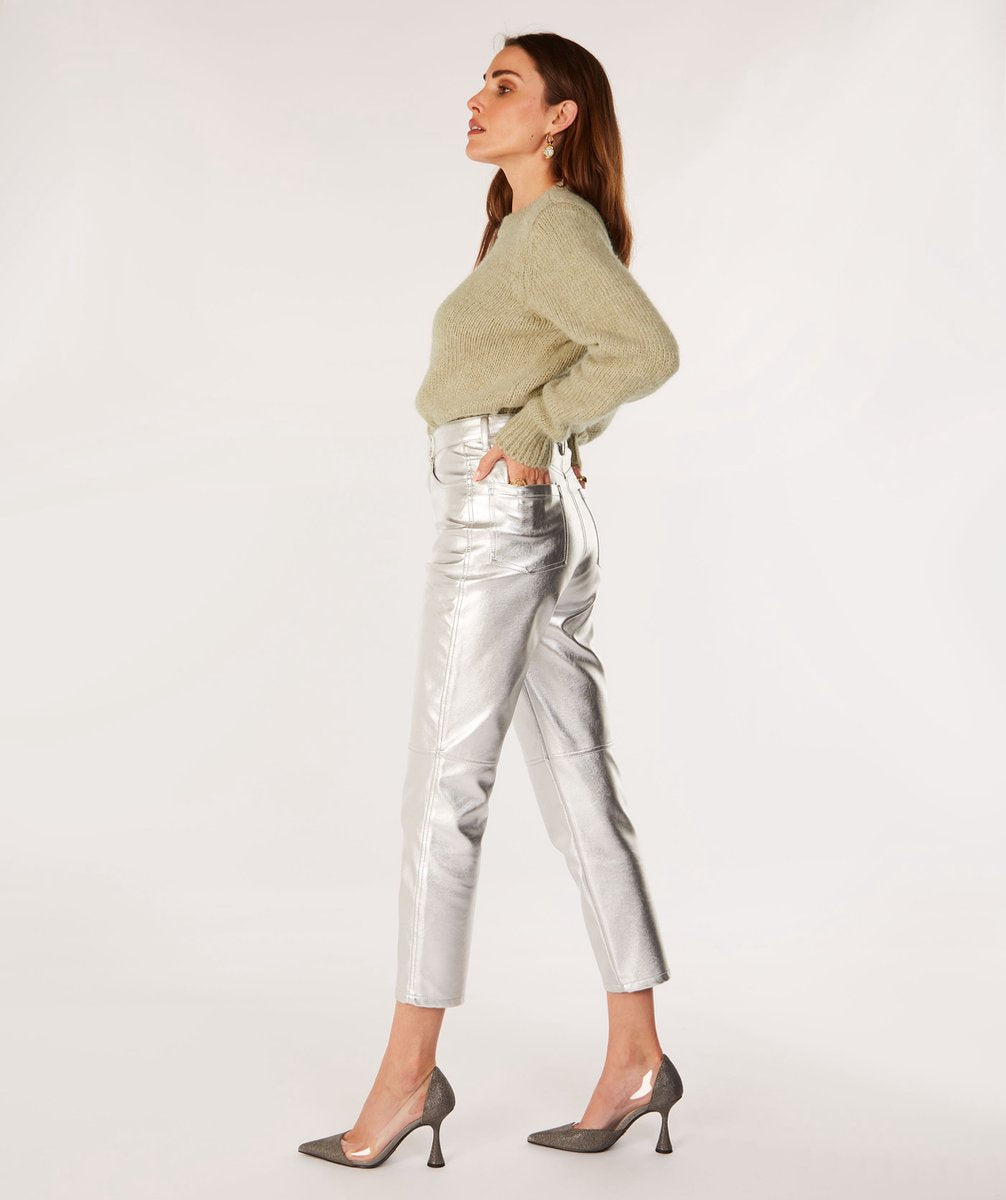 Josh V casey high rise girlfriend pants silver