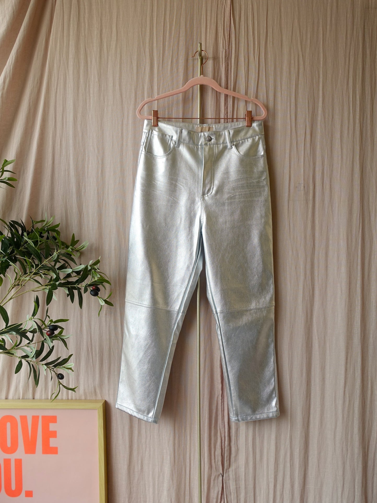 Josh V casey high rise girlfriend pants silver
