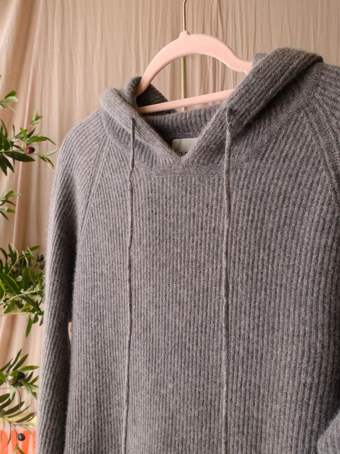 Jumper1234 100% Cashmere hoodie greige taupe