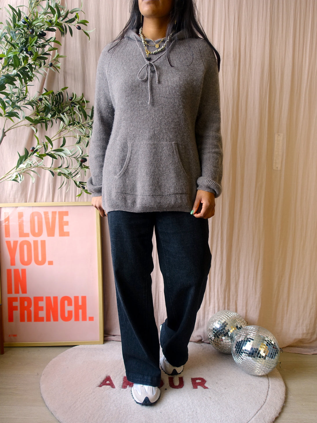 Jumper1234 100% Cashmere hoodie greige taupe