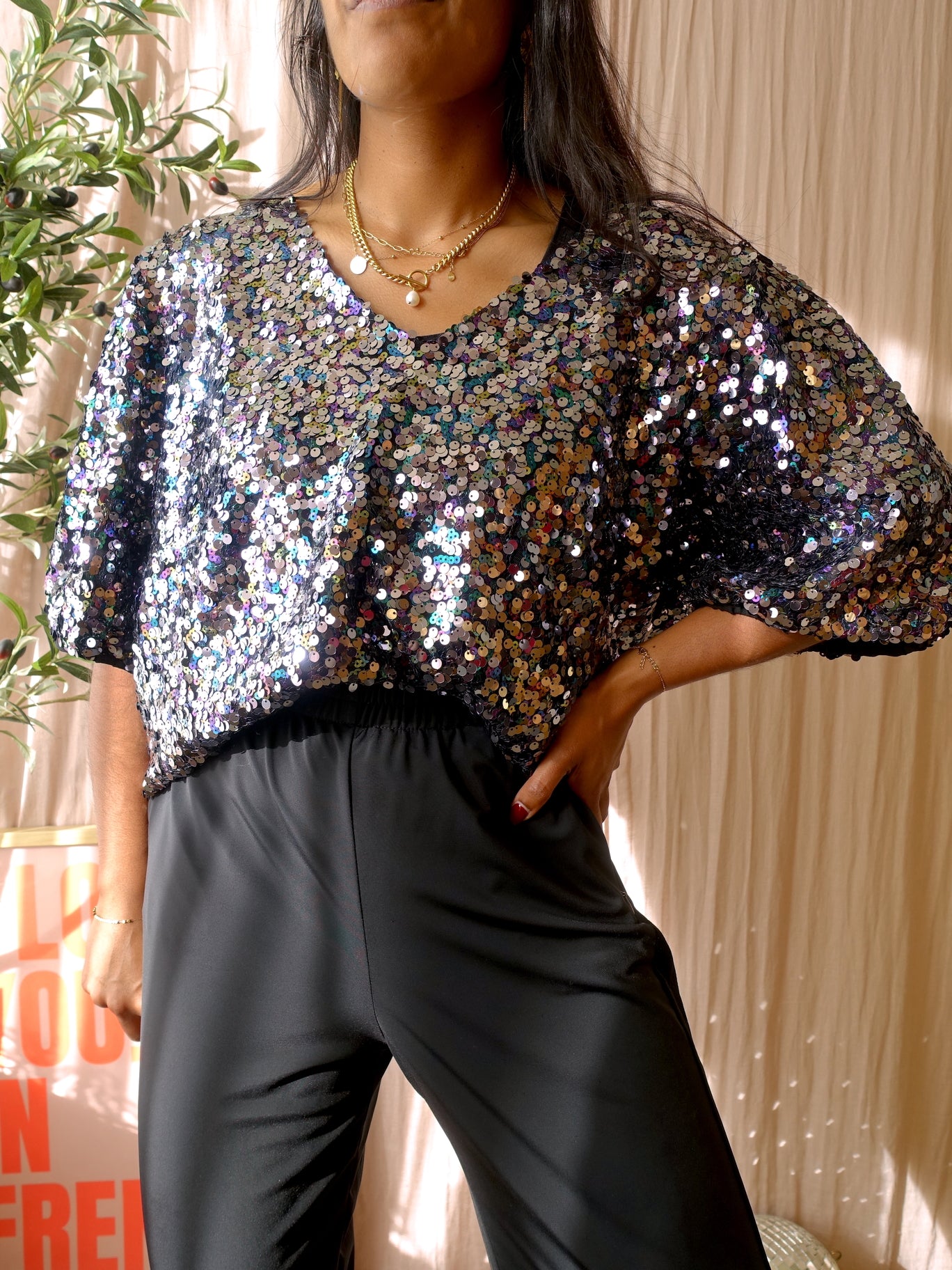 Kaffe curve luna sequin top