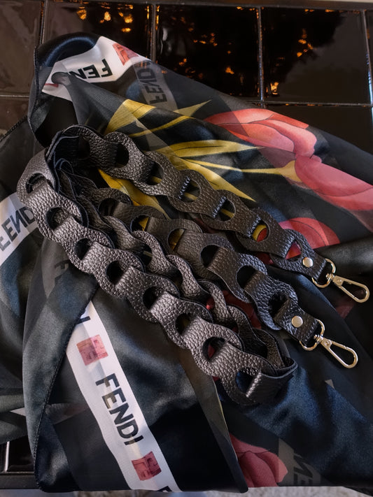 Bagstrap / Phonecord braid leder zwart