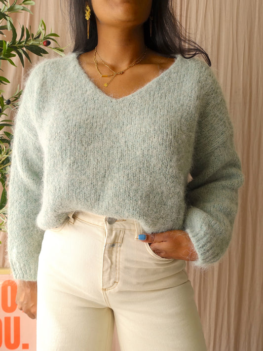 Knit-Ted alpacamix boxy fit pullover pastel green