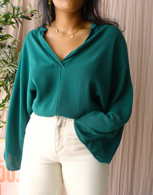 La Fée Maraboutée batwing top posy green