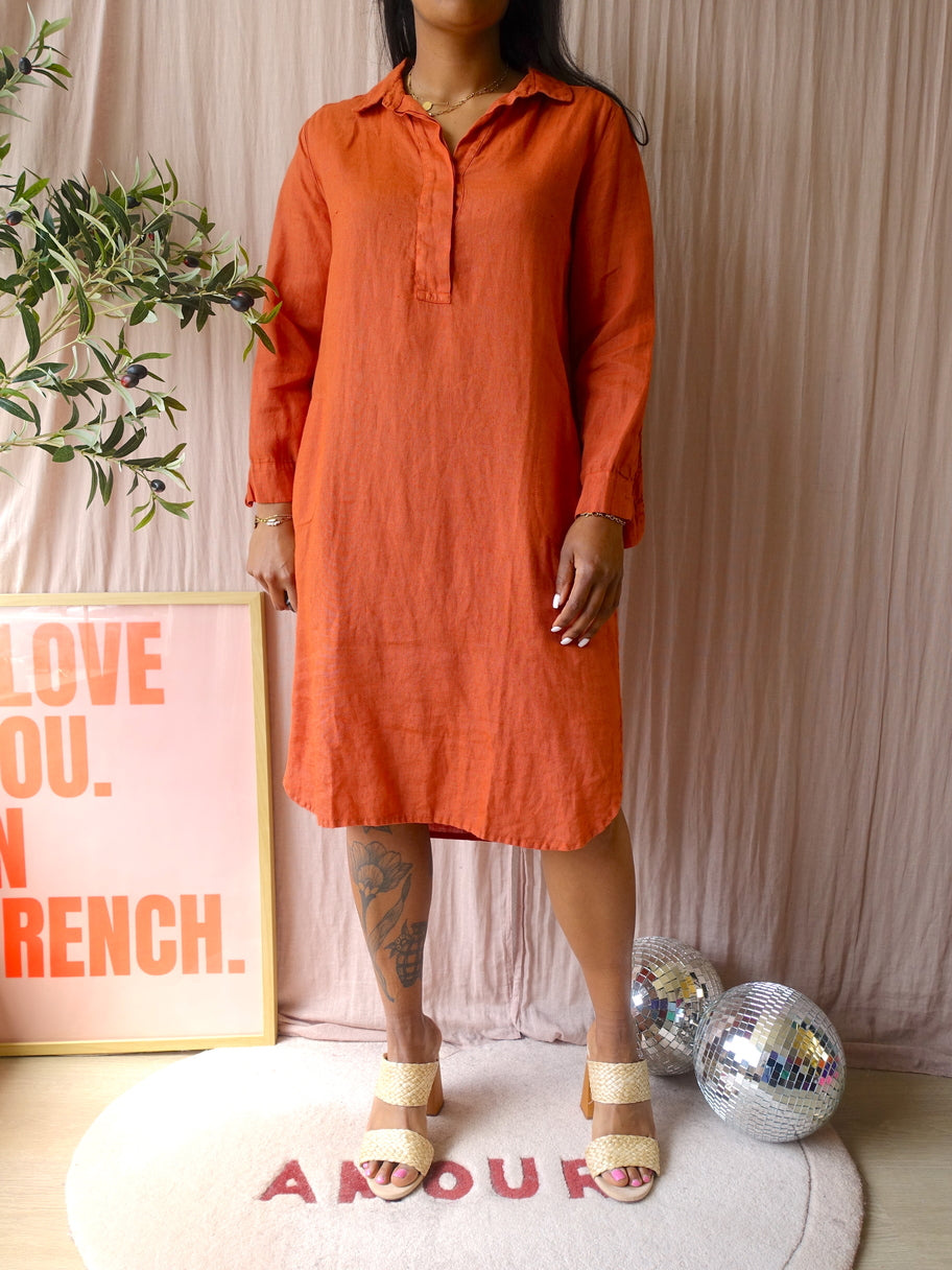 La Salle Amsterdam luxury linnen jurk tangerine tango