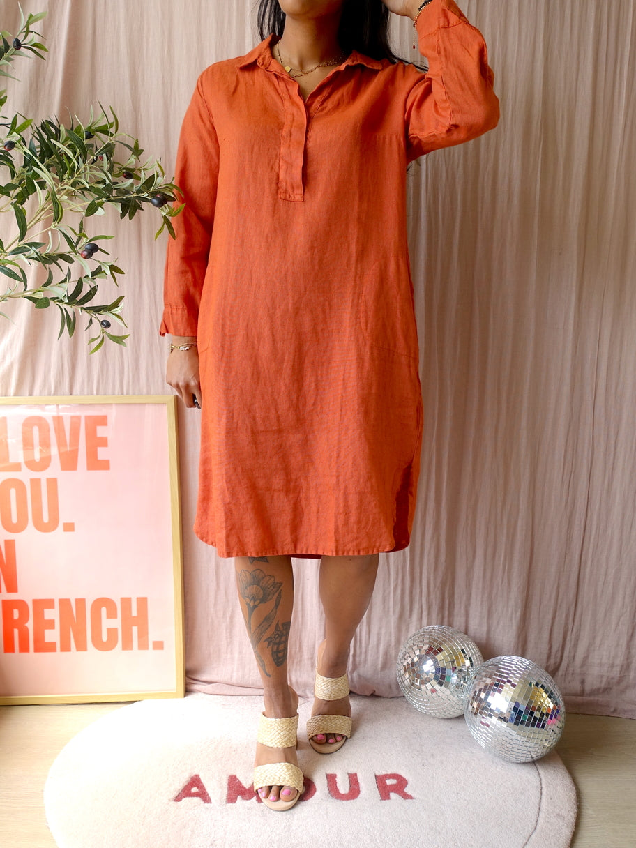 La Salle Amsterdam luxury linnen jurk tangerine tango