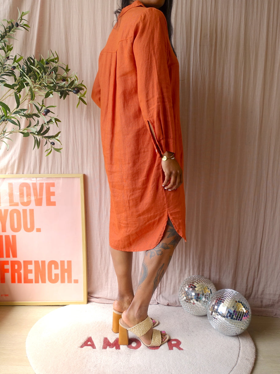 La Salle Amsterdam luxury linnen jurk tangerine tango