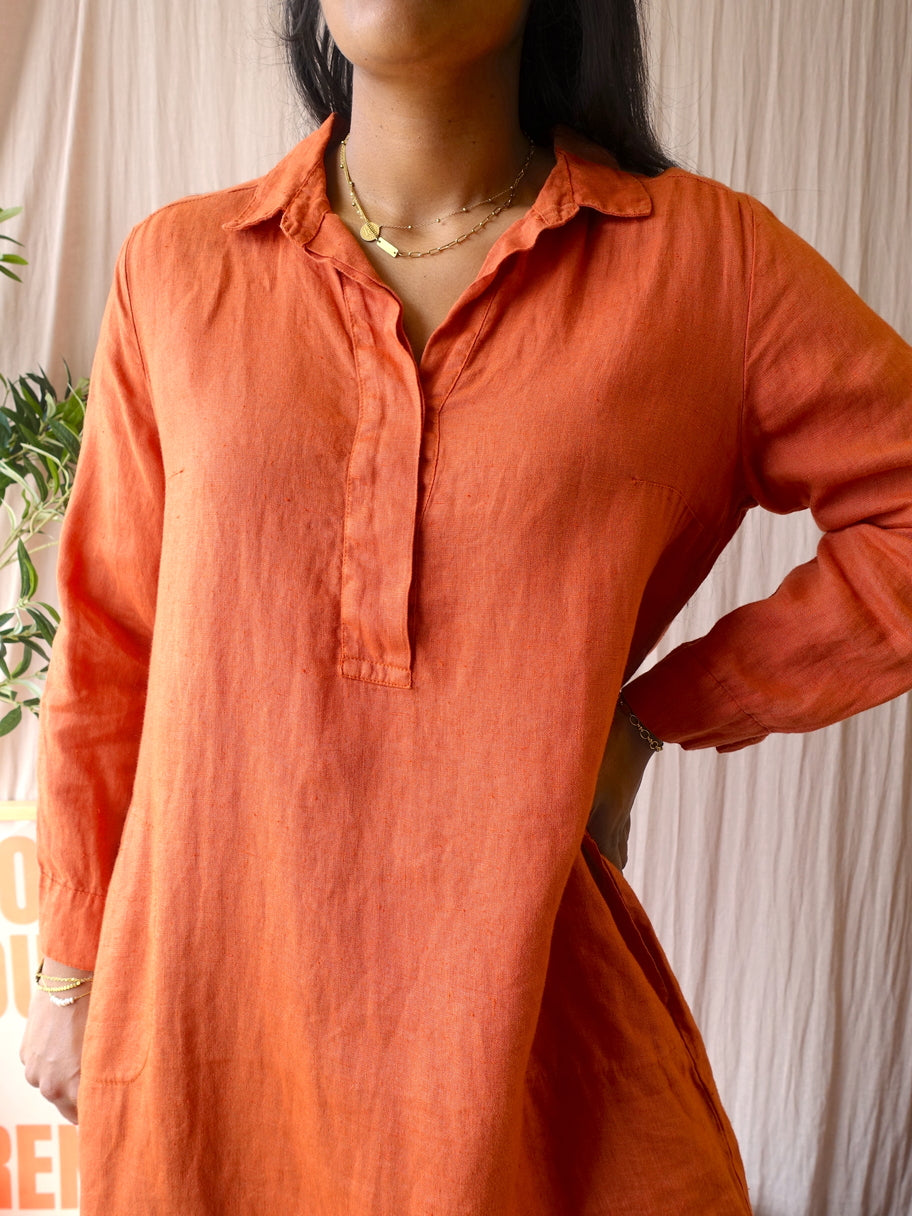 La Salle Amsterdam luxury linnen jurk tangerine tango